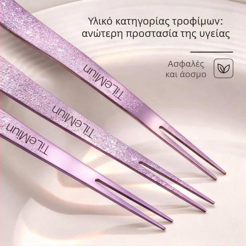 Διπλής χρήσης πιρούνι φρούτων και κουτάλι επιδορπίου από τιτάνιο, στυλ ελαφρύς-πολυτελής ρετρό, Worthbuy, για παιδιά