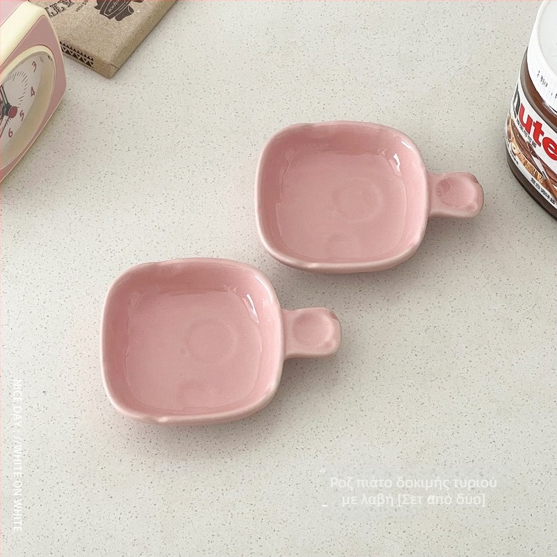 Πορσελάνινο πιάτο ντιπ με λαβή, ιαπωνικού στιλ, ακανόνιστος σχήματος, κατάλληλο για φούρνο μικροκυμάτων, για σάλτσα σόγιας και ξύδι