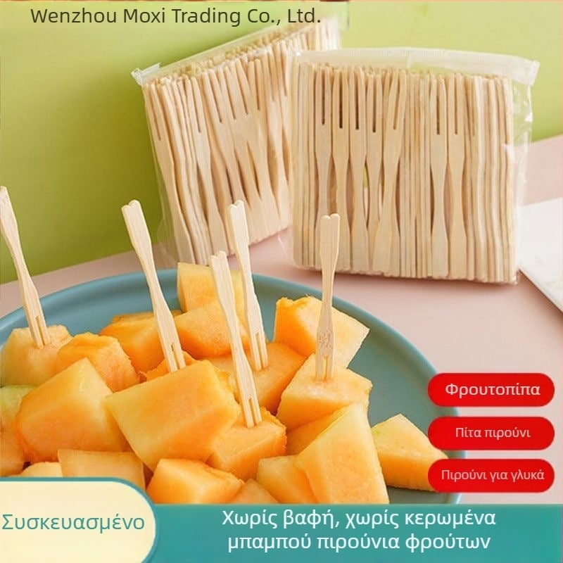 Σετ μιας χρήσης από μπαμπού πιρουνάκια φρούτων – για φρούτα, κέικ και σνακ, Νέος κινεζικός στυλ, μάρκα Xiaoduo, για ενήλικες