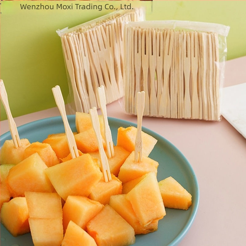 Σετ μιας χρήσης από μπαμπού πιρουνάκια φρούτων – για φρούτα, κέικ και σνακ, Νέος κινεζικός στυλ, μάρκα Xiaoduo, για ενήλικες