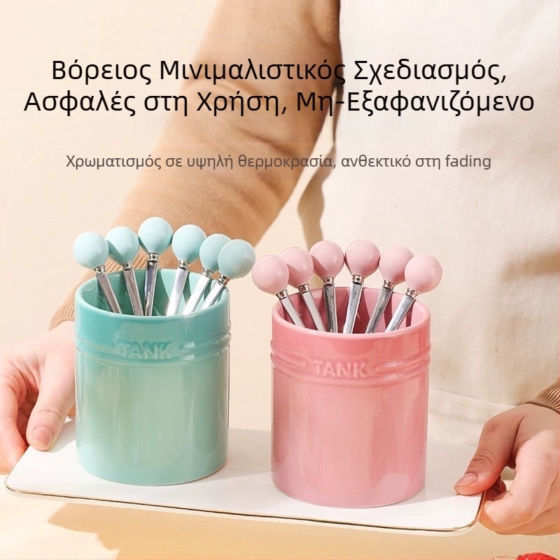 Σετ πιρούνες φρούτων κεραμικά με βάση και βάζο αποθήκευσης, μοντέρνο-απλό στυλ, LUPALUPA, δυνατότητα προσαρμογής επεξεργασίας, λογότυπο εκτυπωμένο.