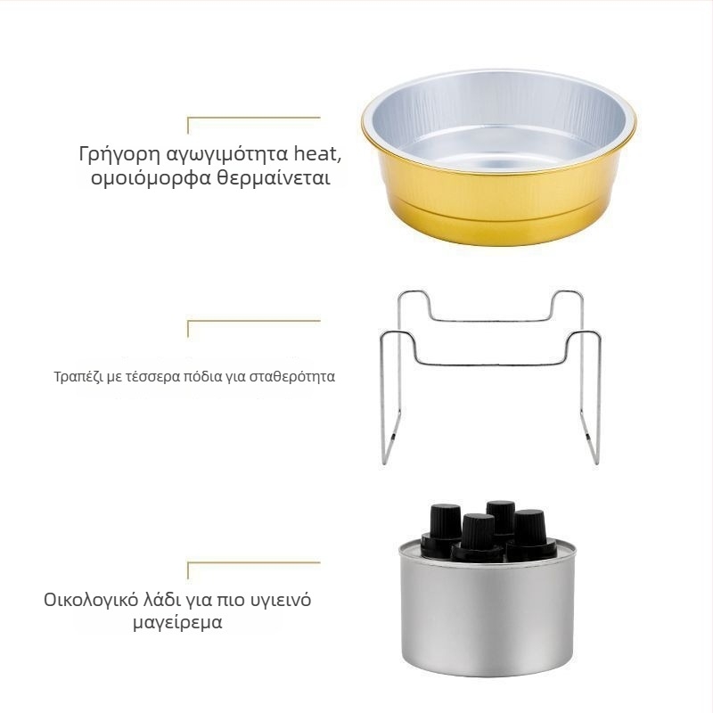 Σετ μιας χρήσης για καυτό φαγητό με βάση από αλουμινόχαρτο — δεν κατάλληλο για φούρνο μικροκυμάτων, εκτύπωση λογότυπου, Άδεια Yue XK16-204-01508