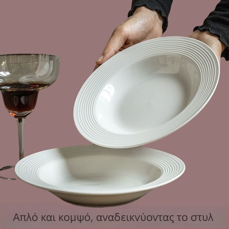 Σετ πιάτων δείπνου από πορσελάνη οστών, με ριγέ σχέδιο, κινεζικό στυλ, απλό στυλ