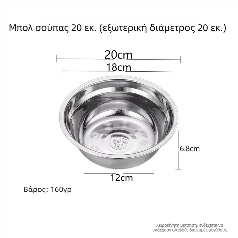 Σετ πέντε τεμαχίων κυκλικά πιάτα από ανοξείδωτο χάλυβα, μοντέρνος μινιμαλισμός, ομοιόμορφος σχεδιασμός, όχι κατάλληλο για φούρνο μικροκυμάτων