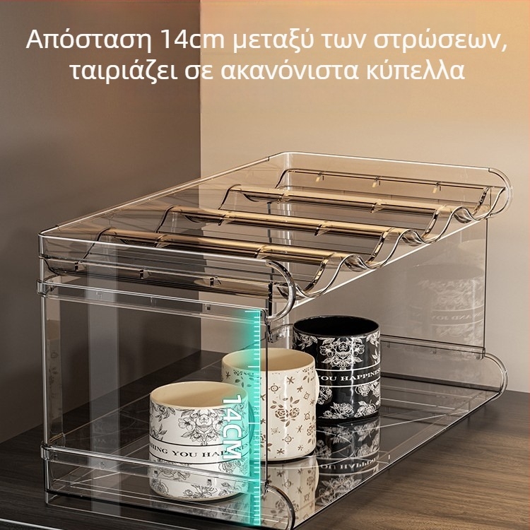 Ράφι αποθήκευσης ποτηριών για γραφείο, πλαστικό, μοντέλο Km-490, λειτουργία στέγνωσης