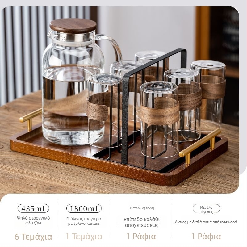 Σετ βραστήρα και φλυτζανιών κινεζικού στυλ – γυαλί υψηλής αντοχής, μάρκα Unique (Στυλ: κινεζικό στυλ; Υλικό: Γυαλί υψηλής αντοχής; Μάρκα: Unique)