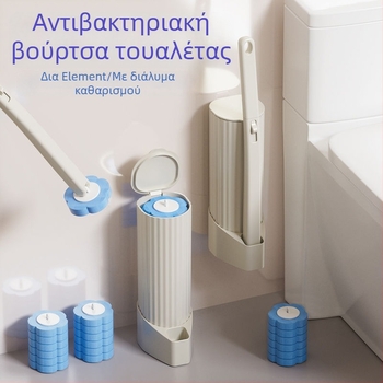 Σετ βούρτσας τουαλέτας μίας χρήσης, τοποθέτηση στον τοίχο, με αλλάξιμες κεφαλές, πλαστική κατασκευή