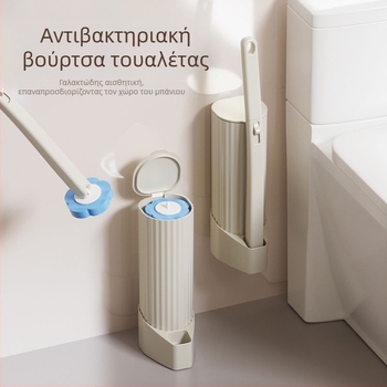 Σετ βούρτσας τουαλέτας μίας χρήσης, τοποθέτηση στον τοίχο, με αλλάξιμες κεφαλές, πλαστική κατασκευή