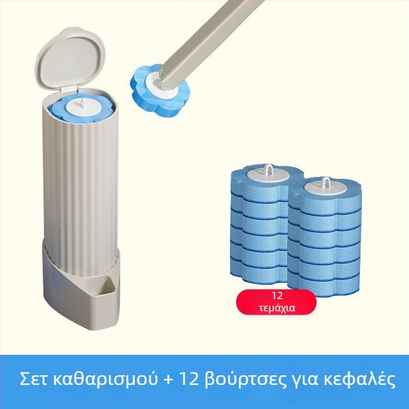 Σετ βούρτσας τουαλέτας μίας χρήσης, τοποθέτηση στον τοίχο, με αλλάξιμες κεφαλές, πλαστική κατασκευή