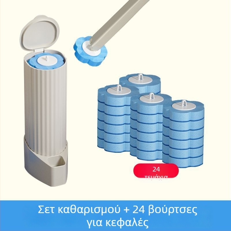 Σετ βούρτσας τουαλέτας μίας χρήσης, τοποθέτηση στον τοίχο, με αλλάξιμες κεφαλές, πλαστική κατασκευή