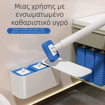 Σετ μιας χρήσης βούρτσας τουαλέτας με βάση τοίχου για μπάνιο, καθαρισμό σε δύσκολες γωνίες, πλαστικό