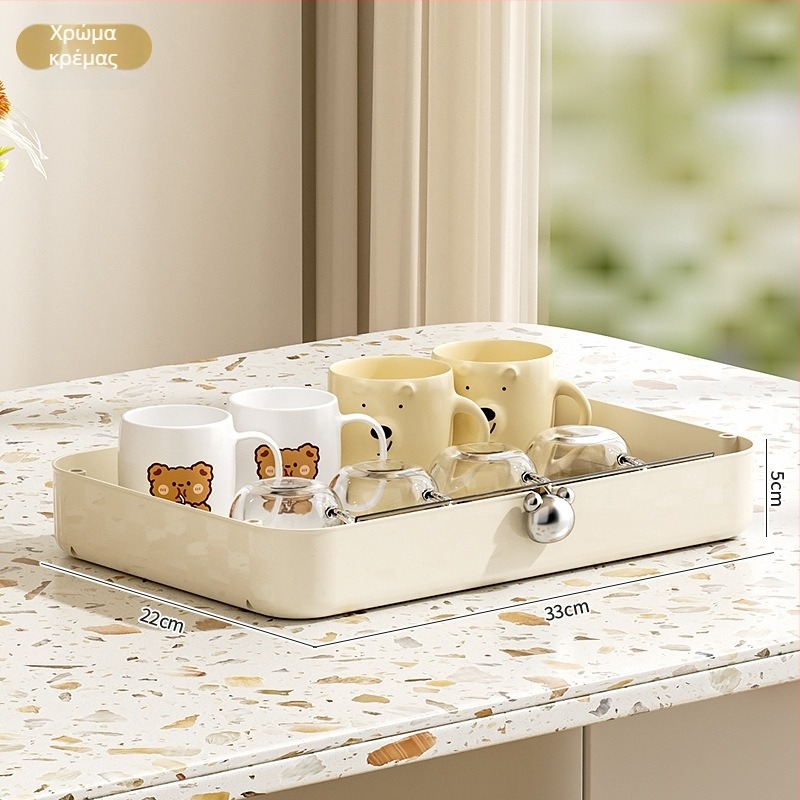 Τριώροφο πλαστικό ράφι αποθήκευσης για κύπελλα με δίσκο αποστράγγισης