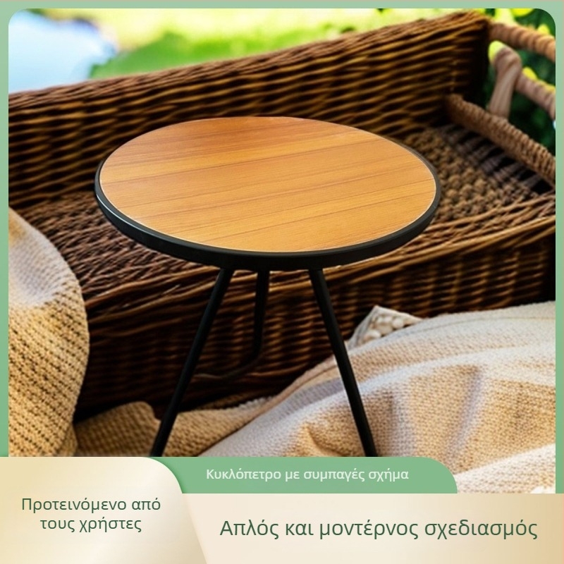 Συρόμενο εξωτερικό τραπέζι για τσάι με φούρνο – κυκλικό, πολυλειτουργικό τραπέζι φούρνου εξωτερικού χώρου, από τεχνητή πλάκα, διαθέσιμη παραμετροποίηση