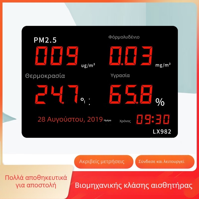 Μετρητής ποιότητας εσωτερικού αέρα με θερμοκρασία, υγρασία, CO2, φορμαλδεΰδη και PM2.5