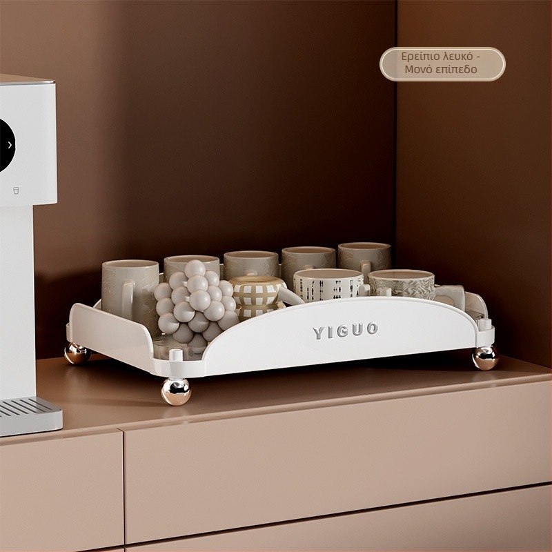 Ράφι αποθήκευσης ποτηριών με διπλό επίπεδο απόστραγγισης, επιτραπέζιο, ABS+PET, μοντέρνο μινιμαλιστικό σχέδιο