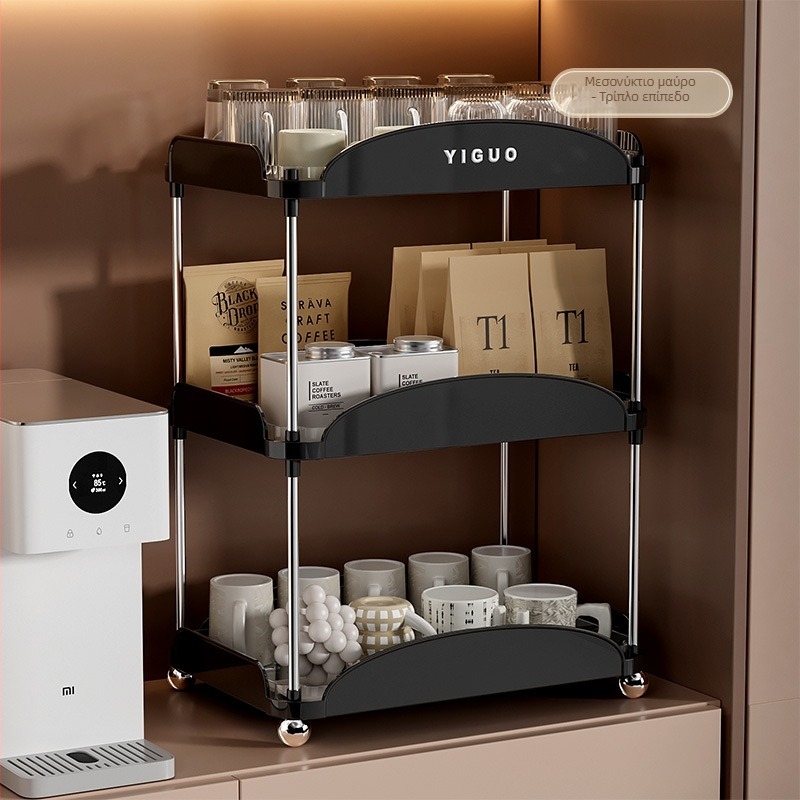 Ράφι αποθήκευσης ποτηριών με διπλό επίπεδο απόστραγγισης, επιτραπέζιο, ABS+PET, μοντέρνο μινιμαλιστικό σχέδιο