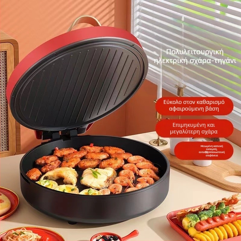 Ηλεκτρική πλάκα για τηγανίτες με διπλή θέρμανση, αποσπώμενη και πλενόμενη, 1000W+, 110-240V, μηχανικός έλεγχος, για 4-5 μερίδες