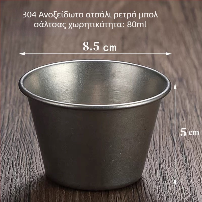 Σετ μαγειρικών ειδών από 304 ανοξείδωτο ατσάλι — ρετρό χιονίζον βιομηχανικό στυλ; μπολ και πιάτα (ρύζι, σούπα) και πιάτα για ντιπ; μοντέρνα απλότητα; προσαρμογή λογότυπου; όχι ασφαλές στον φούρνο μικροκυμάτων