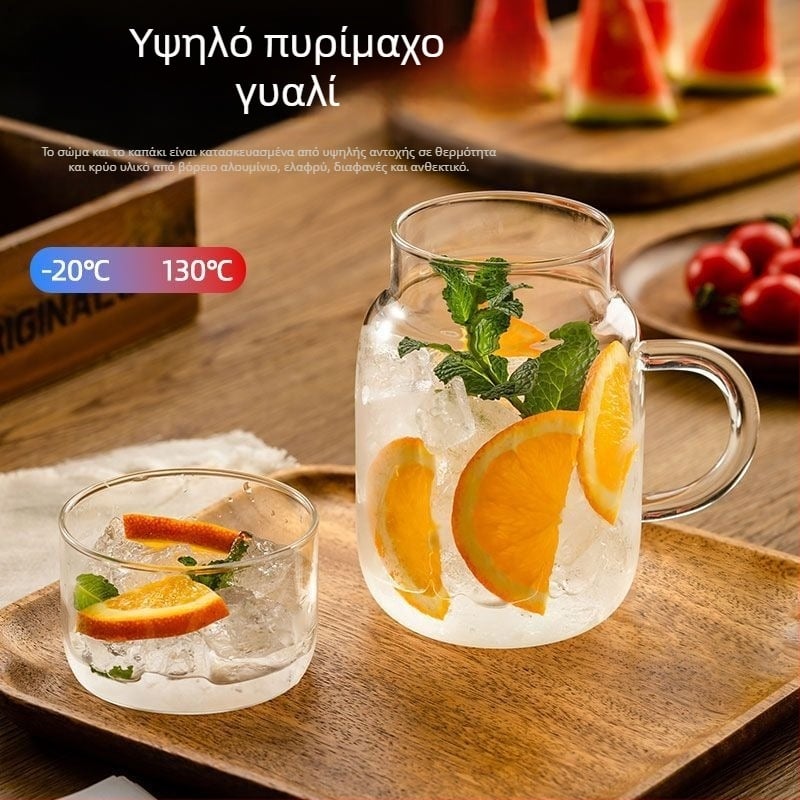 Σετ γυάλινών ποτηριών για κρύο νερό ενός ατόμου — γυαλί υψηλής αντοχής, ανθεκτικό σε υψηλές θερμοκρασίες, αντιεκρηκτικό, με μεγάλη χωρητικότητα