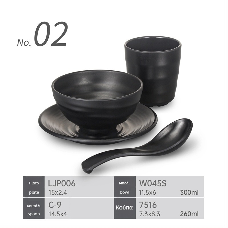 Τετραμελής σετ σερβιρίσματος από μελαμίνη για εστιατόρια hot pot – ανθεκτικό στις πτώσεις, πολλαπλά σχέδια, επίστρωση με αυτοκόλλητο, εκτυπωμένο λογότυπο