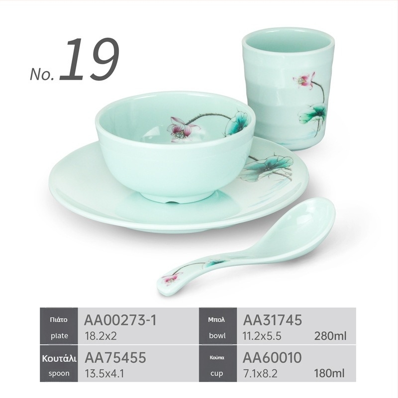 Τετραμελής σετ σερβιρίσματος από μελαμίνη για εστιατόρια hot pot – ανθεκτικό στις πτώσεις, πολλαπλά σχέδια, επίστρωση με αυτοκόλλητο, εκτυπωμένο λογότυπο