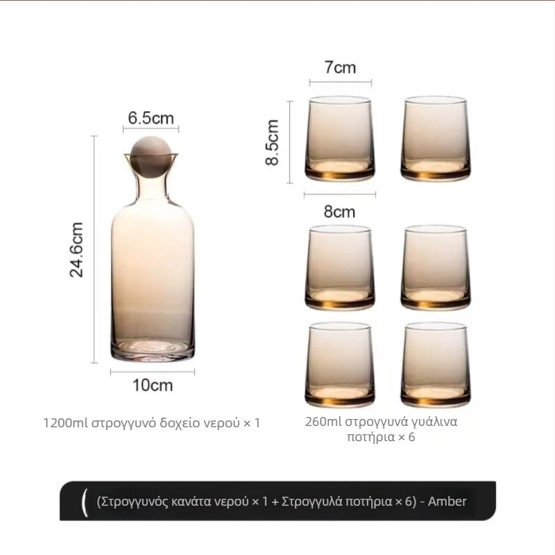 Σετ γυάλινών ποτηριών και κανάτας χυμού για οικιακή χρήση, στυλ φωτεινού λουξ, γυαλί ανθεκτικό σε υψηλές θερμοκρασίες, μεγάλη χωρητικότητα