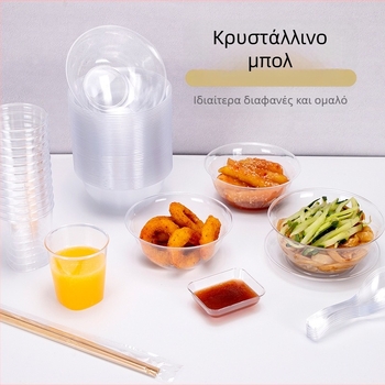 Μίας χρήσης πλαστικό μπολ για επιδόρπιο και σούπα, στρογγυλό σχήμα, 300–400 ml χωρητικότητα, διαφανές, μοντέρνος μινιμαλισμός