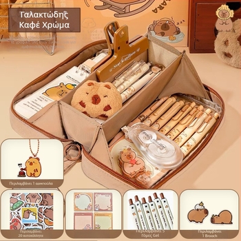 Θήκη μολυβιών πέντε επιπέδων με μοτίβο ηφαιστείου, κορεατικού στυλ, μεγάλη χωρητικότητα, δημιουργική θήκη για κορίτσια.