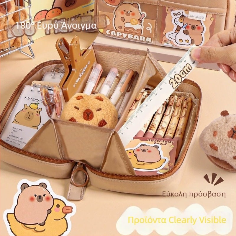 Θήκη μολυβιών πέντε επιπέδων με μοτίβο ηφαιστείου, κορεατικού στυλ, μεγάλη χωρητικότητα, δημιουργική θήκη για κορίτσια.