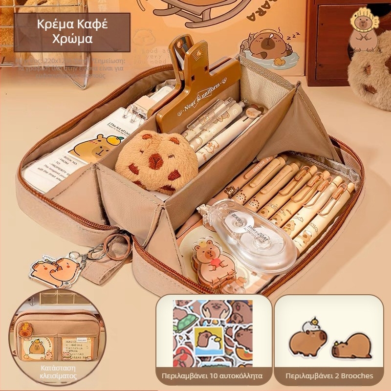 Θήκη μολυβιών πέντε επιπέδων με μοτίβο ηφαιστείου, κορεατικού στυλ, μεγάλη χωρητικότητα, δημιουργική θήκη για κορίτσια.