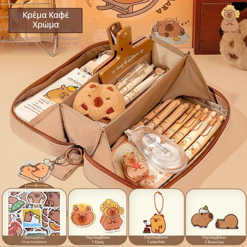 Θήκη μολυβιών πέντε επιπέδων με μοτίβο ηφαιστείου, κορεατικού στυλ, μεγάλη χωρητικότητα, δημιουργική θήκη για κορίτσια.