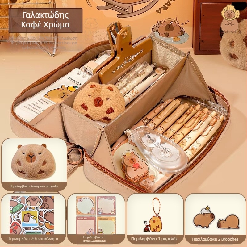 Θήκη μολυβιών πέντε επιπέδων με μοτίβο ηφαιστείου, κορεατικού στυλ, μεγάλη χωρητικότητα, δημιουργική θήκη για κορίτσια.