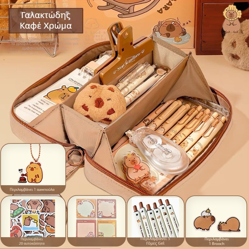 Θήκη μολυβιών πέντε επιπέδων με μοτίβο ηφαιστείου, κορεατικού στυλ, μεγάλη χωρητικότητα, δημιουργική θήκη για κορίτσια.