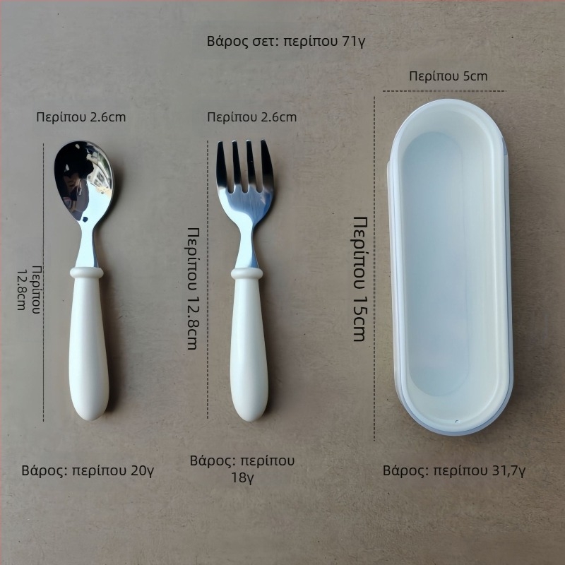 Σετ μαχαιροπίρουνα για παιδιά από ανοξείδωτο ατσάλι 304 με λαβές ABS, επιμετάλλωση καθρέφτη, χειροποίητο, δυνατότητα εκτύπωσης λογοτύπου