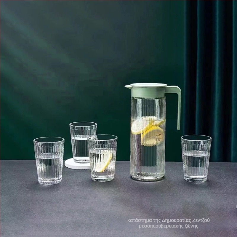 Σετ πέντε γυάλινα σκεύη νερού, Nine days, γυάλινο soda-lime, σύγχρονη μινιμαλιστική αισθητική, κατάλληλο για επιχειρηματικά δώρα και διαφημιστικές ενέργειες