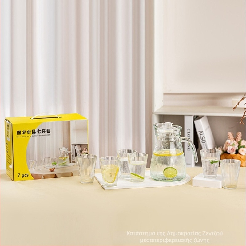 Σετ πέντε γυάλινα σκεύη νερού, Nine days, γυάλινο soda-lime, σύγχρονη μινιμαλιστική αισθητική, κατάλληλο για επιχειρηματικά δώρα και διαφημιστικές ενέργειες