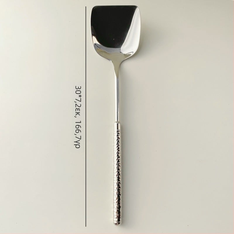 Σετ μαχαιροπίρουνα από ανοξείδωτο 304: μαχαίρι, πιρούνι και κουτάλι με λαβή χτυπητή σε σχήμα κυκλικού διαμαντιού, καθρέπτινο φινίρισμα, μινιμαλιστικό μοντέρνο στυλ