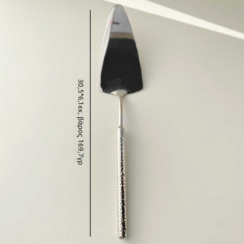 Σετ μαχαιροπίρουνα από ανοξείδωτο 304: μαχαίρι, πιρούνι και κουτάλι με λαβή χτυπητή σε σχήμα κυκλικού διαμαντιού, καθρέπτινο φινίρισμα, μινιμαλιστικό μοντέρνο στυλ