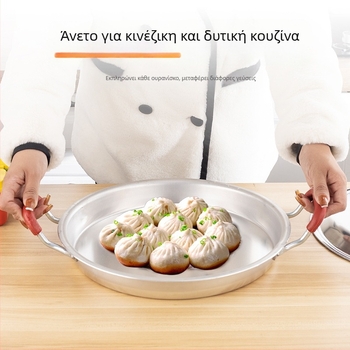 Τηγάνι από αλουμίνιο για τηγάνισμα με επίπεδο πυθμένα, χειροποίητο χυτό αλουμίνιο, αντικολλητική επίστρωση, συμβατό με γκάζι