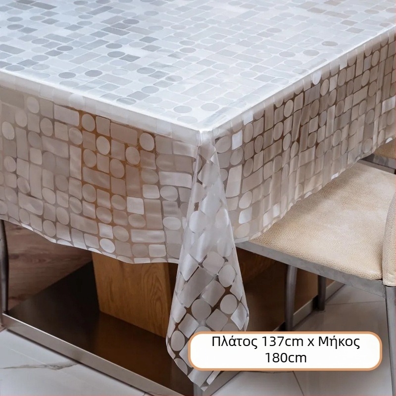 Ορθογώνιο τραπεζομάντιλο μίας χρήσης από PE πλαστικό, με σχέδιο λίθων, αδιάβροχο και ανθεκτικό στο λάδι.