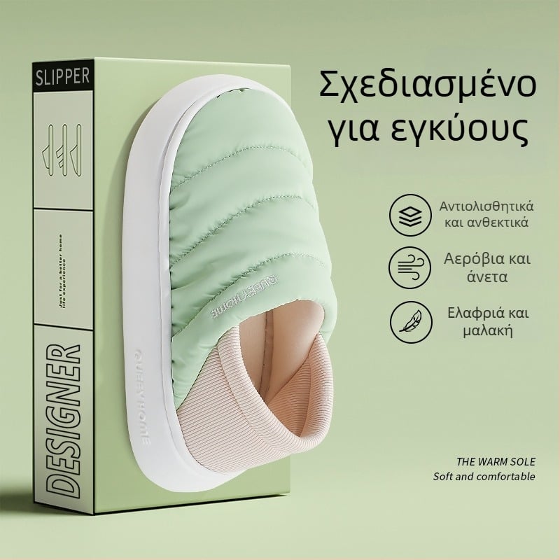 Χειμερινές εσωτερικές παντόφλες από βαμβάκι με σόλα EVA, επένδυση Xinjiang βαμβάκι, στρογγυλή μύτη, μεσαίο ύψος τακουνιού 3–5 cm, αντιολισθητικές, για οικιακή χρήση