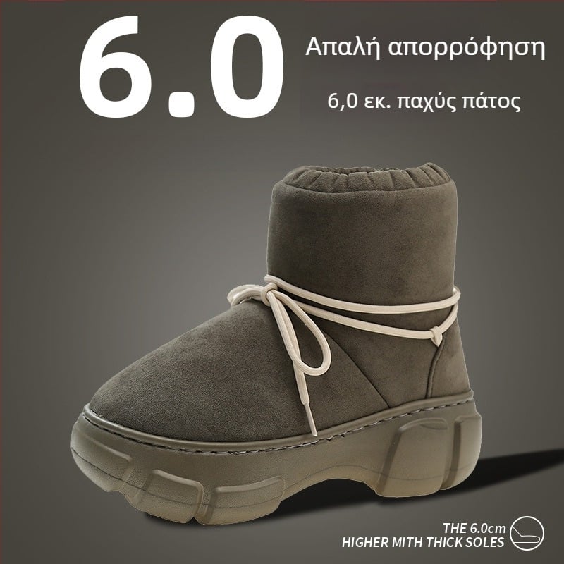Γυναικείες χιονομπότες με παχιά σόλα και πλατφόρμα ύψους, επένδυση από συνθετική γούνα, αδιάβροχη καουτσούκ σόλα