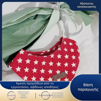 Τριγωνικό φουλάρι για κατοικίδια, σχέδιο πέντε ακμών αστέρι, πολυεστέρας, twill ύφανση, στυλ καουμπόι