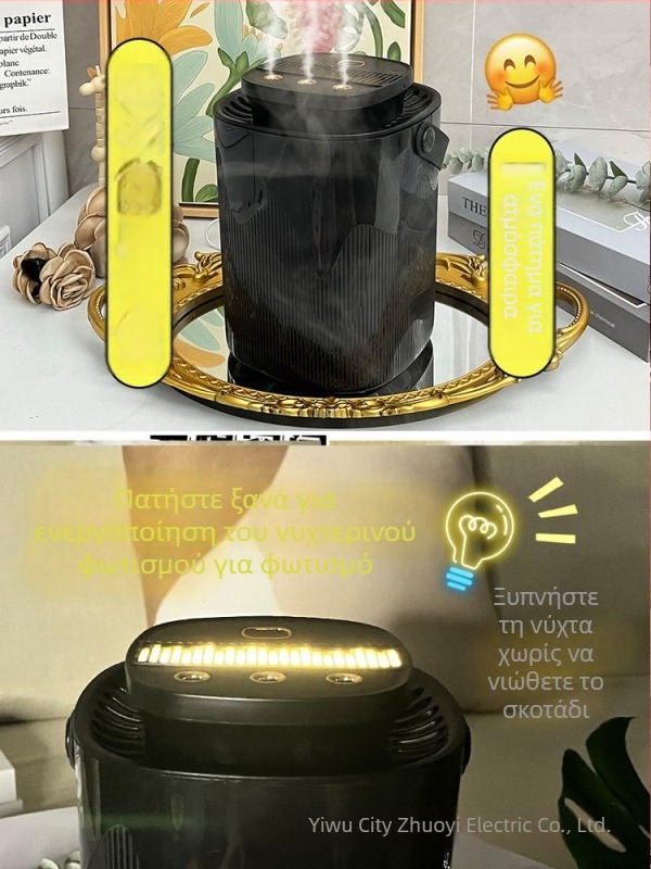 Έξυπνος οικιακός υγραντήρας αέρα με 3 ακροφύσια ομίχλης, δεξαμενή 2.6–4.0 L, κάλυψη 10–20 m², USB και τροφοδοσία με ρεύμα από αυτοκίνητο, θόρυβος 36–45 dB