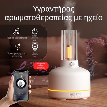 Νέα ρετρό συσκευή αρωματοθεραπείας για υπνοδωμάτιο με νυχτερινό φως, USB υγραντήρας και Bluetooth καθαριστής αέρα