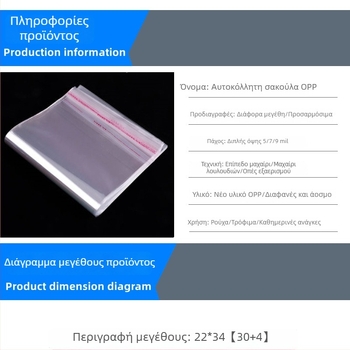 OPP διαφανής αυτοκόλλητη συσκευαστική σακούλα Α4, πλάτος 22 cm, πλαστική σακούλα με φερμουάρ και εκτύπωση λογοτύπου