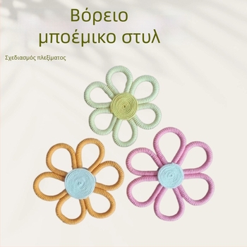 Χειροποίητο βαμβακερό ταπισέρι φύλλου για τον τοίχο, μποέμικη μαργαρίτα και κρεμαστό με ουράνιο τόξο