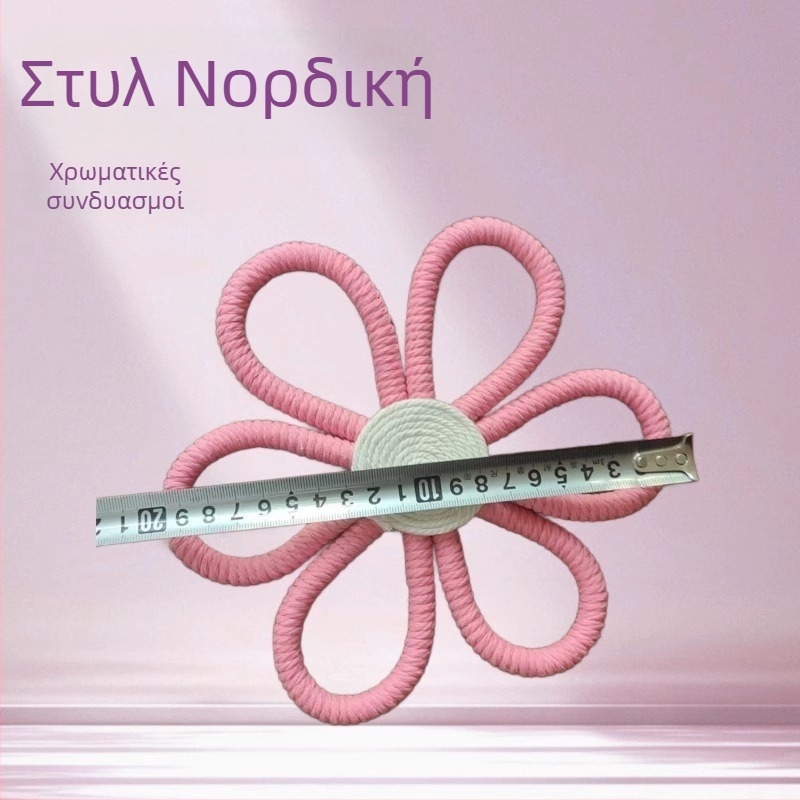 Χειροποίητο βαμβακερό ταπισέρι φύλλου για τον τοίχο, μποέμικη μαργαρίτα και κρεμαστό με ουράνιο τόξο