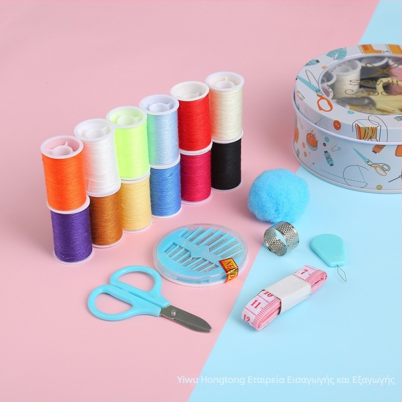 Φορητό σετ ραπτικής σε μεταλλικό κουτί, στυλ καρτούν, 144 τεμάχια