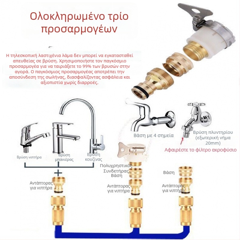 Αναδιπλούμενος σωλήνας νερού υψηλής πίεσης για πλύσιμο αυτοκινήτων, πιστόλι ψεκασμού, ανθεκτικό, εύκολη αποθήκευση